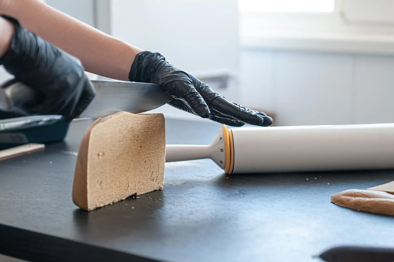 Close-up of the process of making handmade gingerbread.