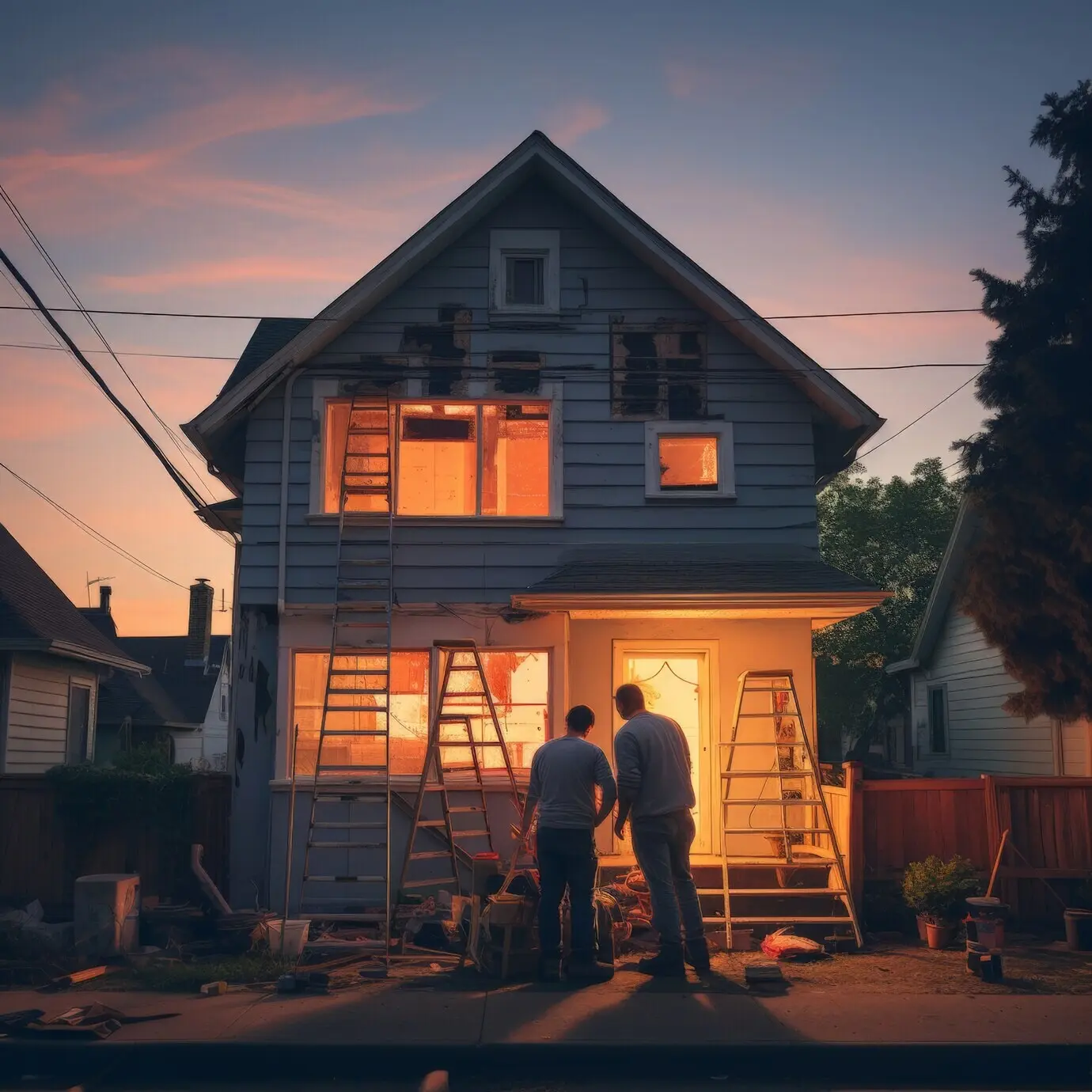 A community lifestyle scene depicting people's care and support.